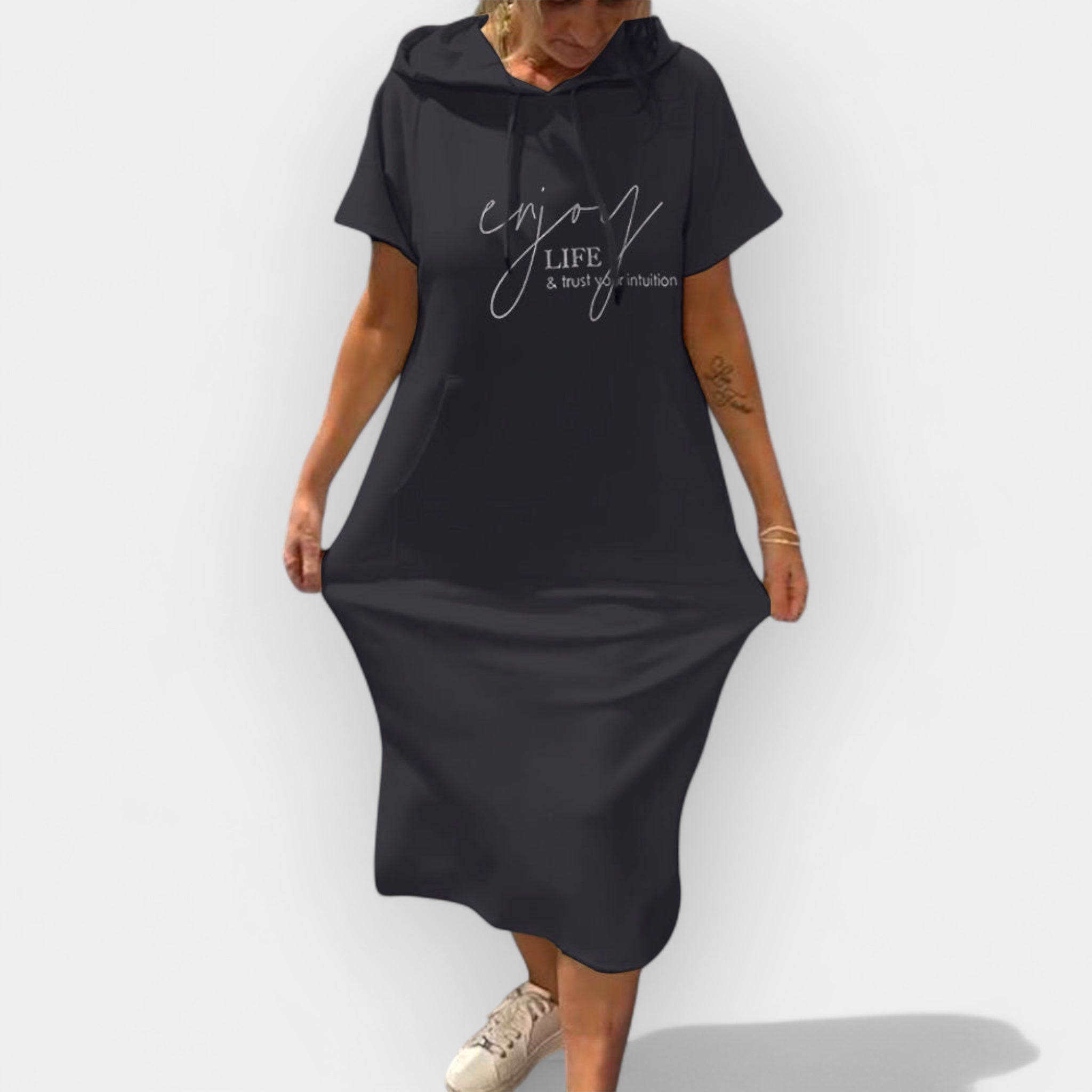 Φούτερ Φόρεμα Με Κουκούλα