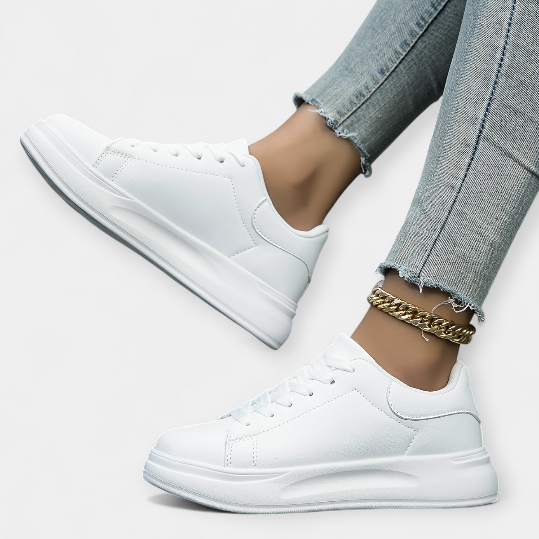 Λευκά Δερμάτινα Sneakers