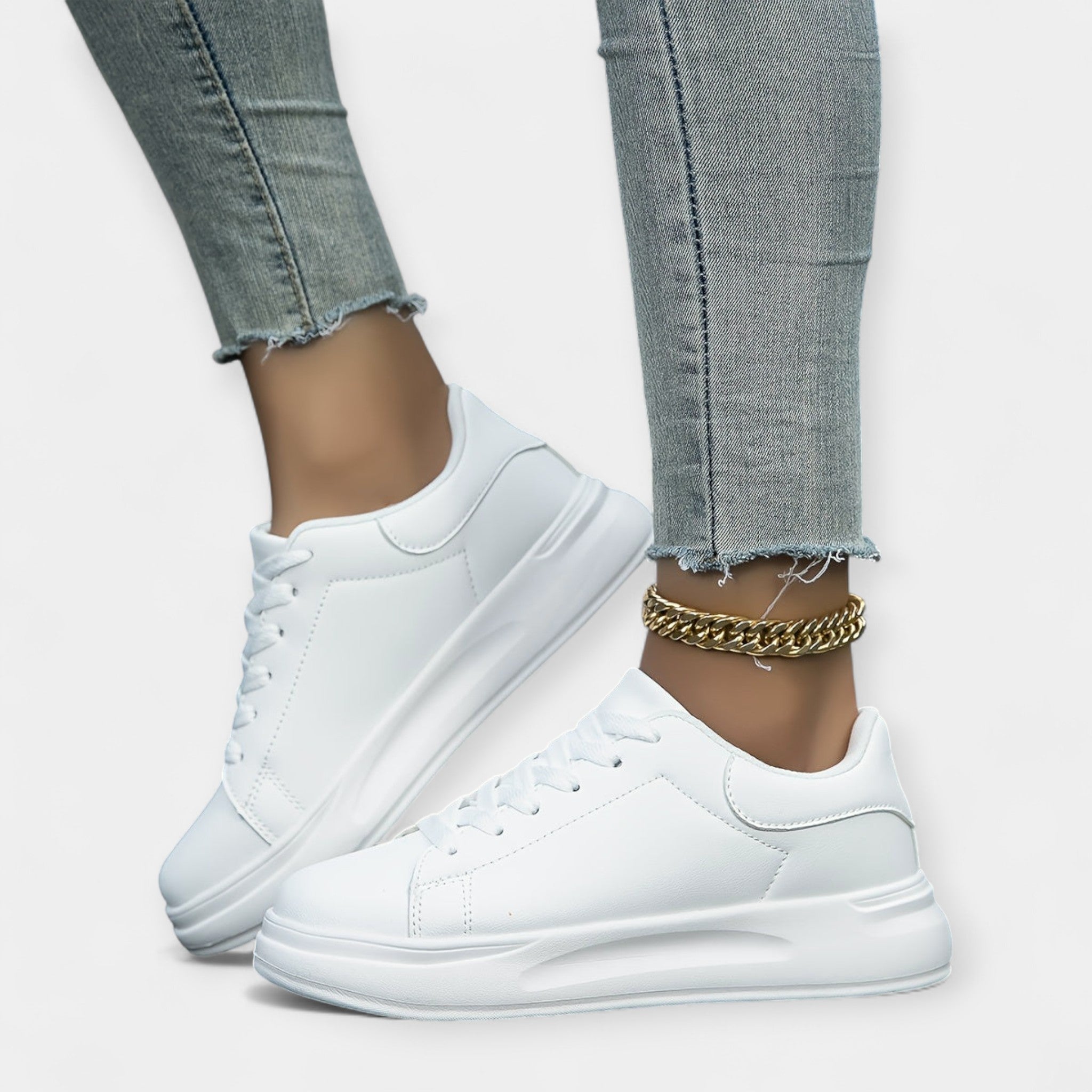 Λευκά Δερμάτινα Sneakers