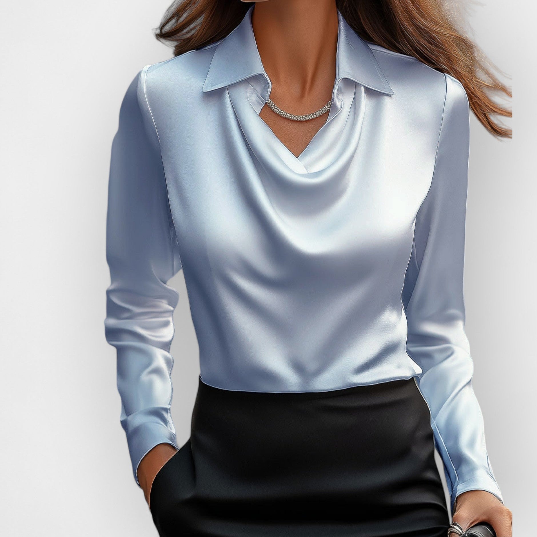 Σατέν Μπλούζα με Λαιμόκοψη