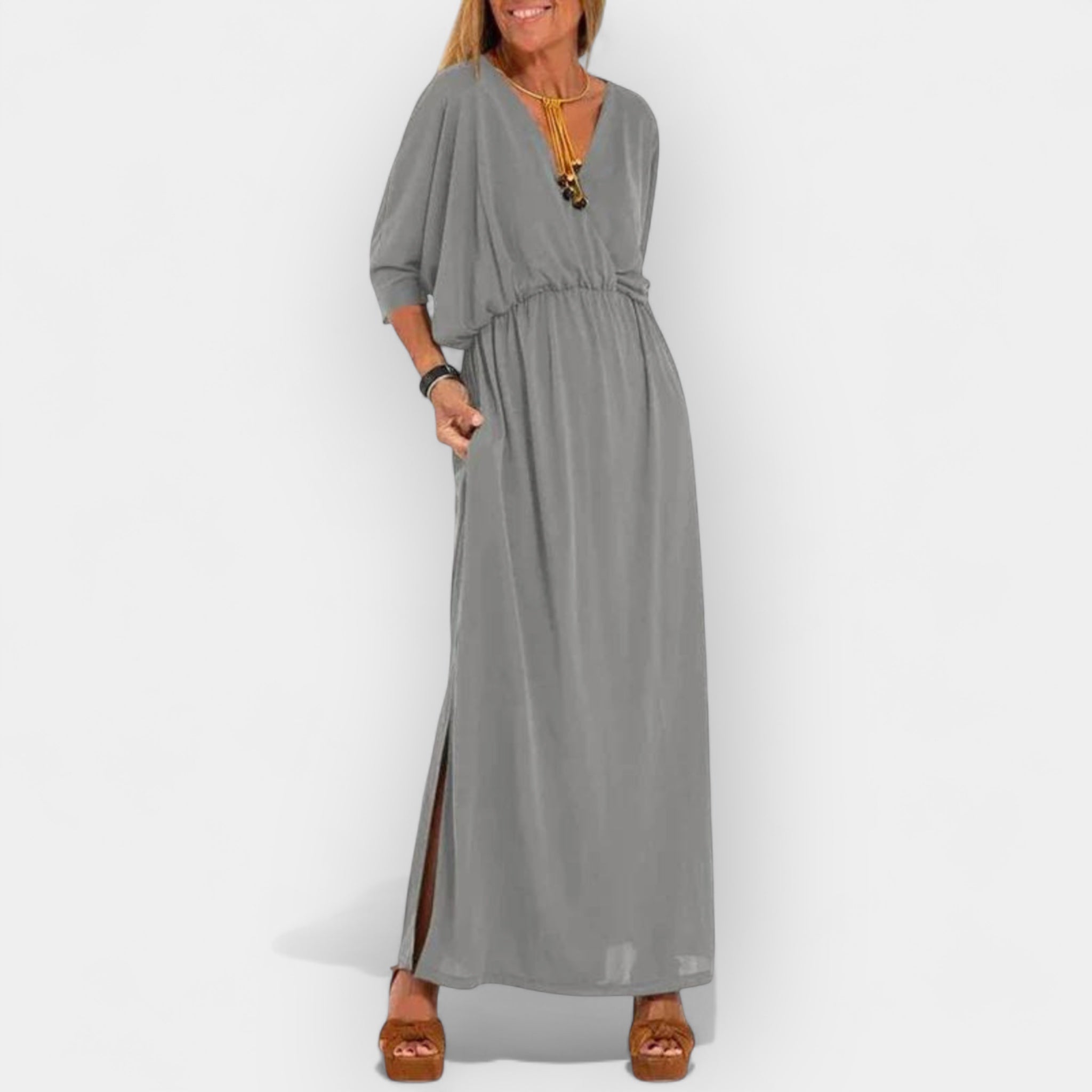 Μακρύ Φόρεμα Με Ρετρό Ύφος