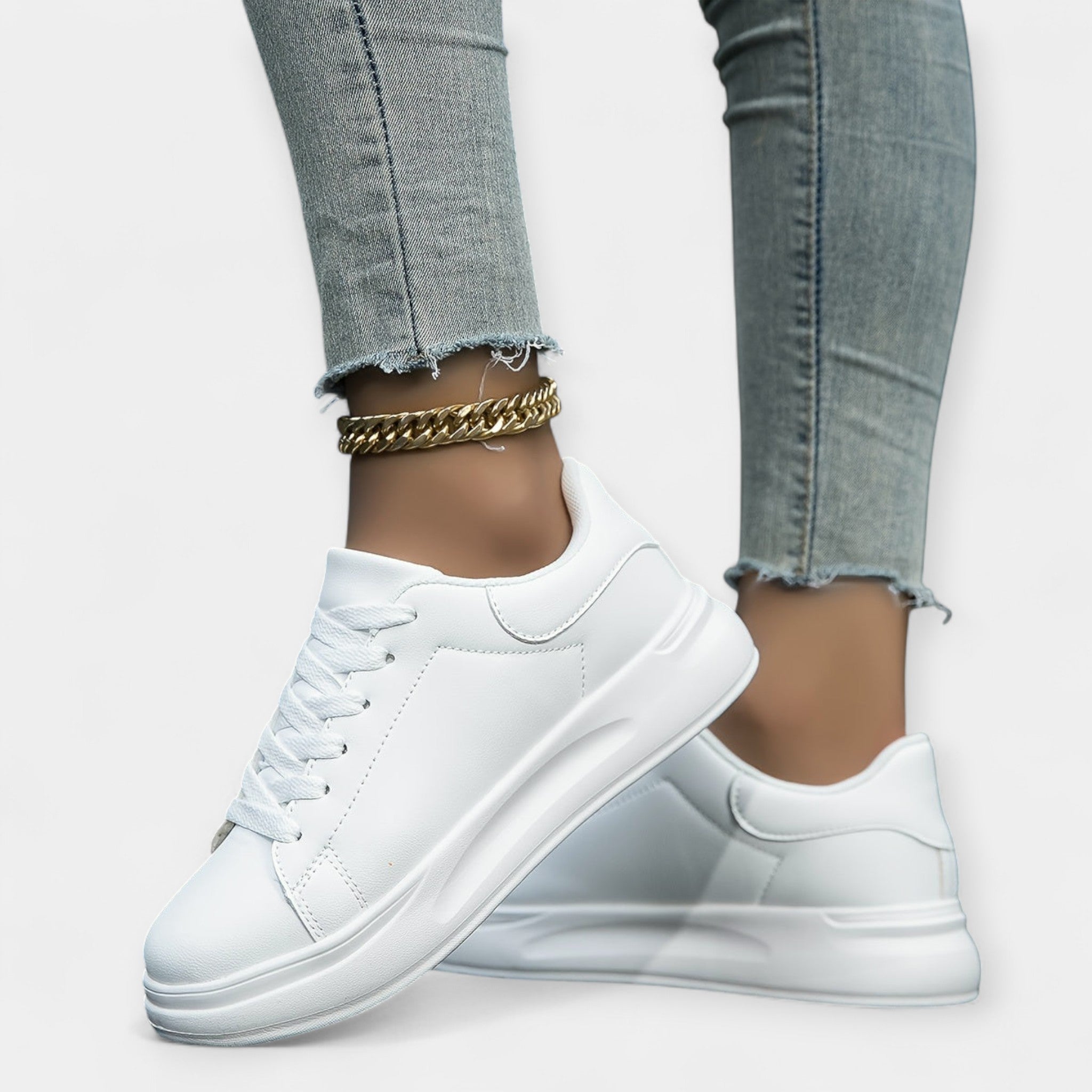 Λευκά Δερμάτινα Sneakers